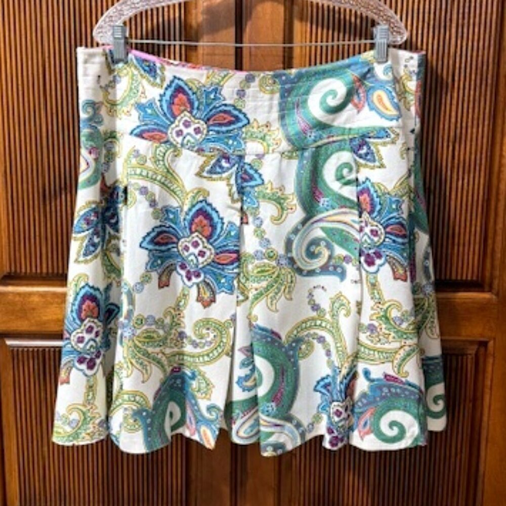 Izod Skirt Pleated Floral & Paisley A-Line Multi-Color A-Line Skirt Size 16 - Picture 2 of 4
